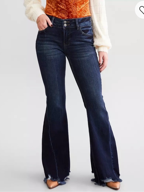 KanCan Denim - Kan Can Signature Dark Blue Flared Women's Jeans with Raw Hem